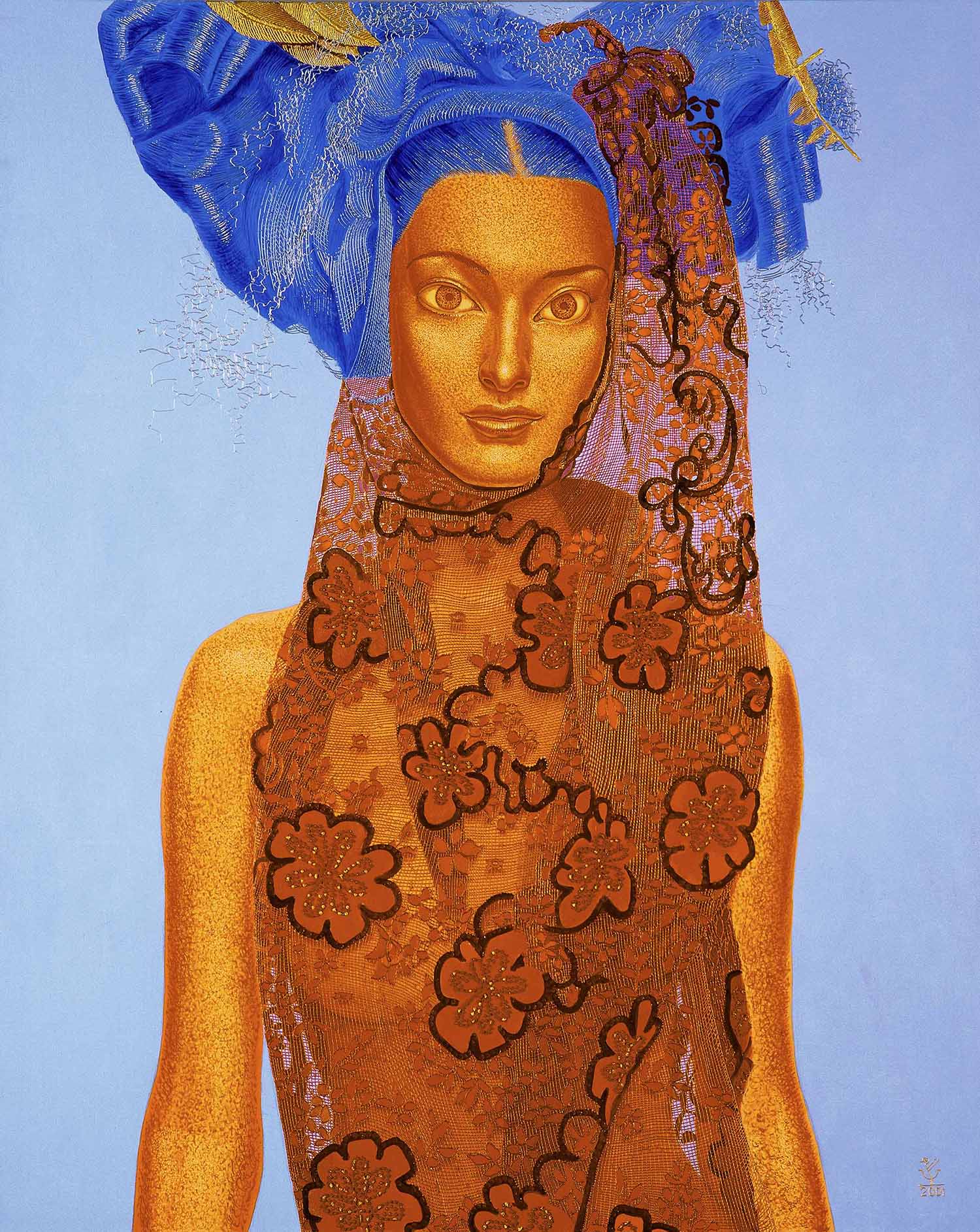 东方复兴主义时期天女系列作品《橙天女》